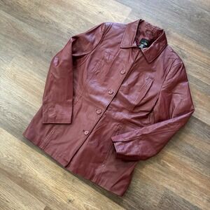 East 5th Red Leather Jacket Women's Sz XL Streetwear Classic Trendy